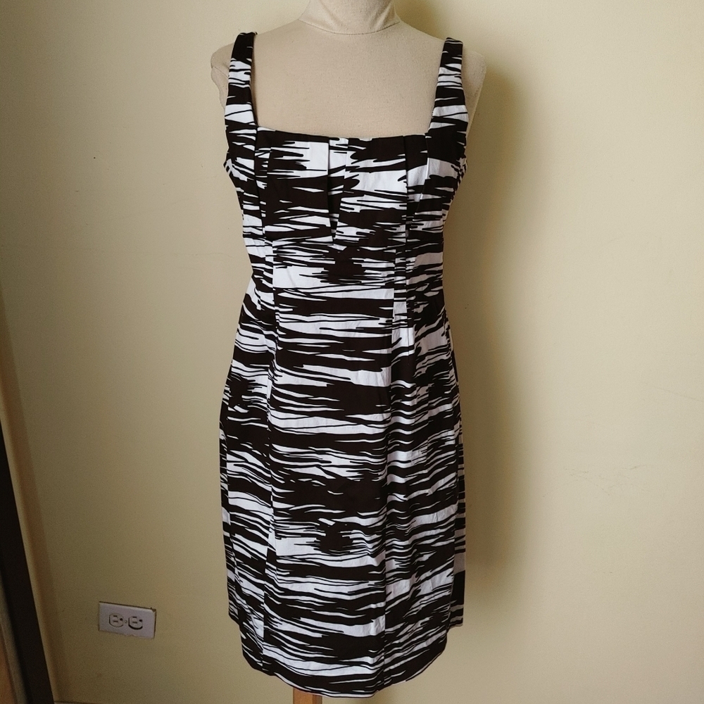 Calvin Klein black and white Geometric Career Office‎ Tank Dress Stretch …